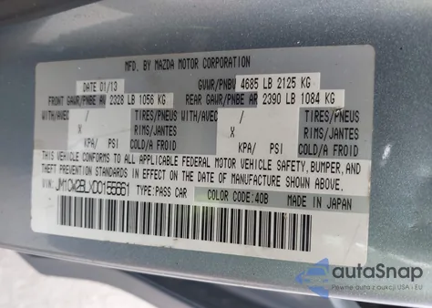 2013 Mazda Mazda5 Sport from USA, damaged, VIN JM1CW2BLXD0155661